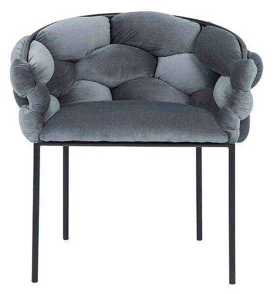 Scaun NORTE, gri/negru, stofa catifelata/metal, 76x40x75 cm