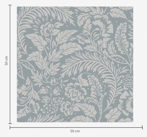 Tapet Model floral monocromatic pe fundal gri-albastru, Tapet flori, a00859 : Uwalls.ro