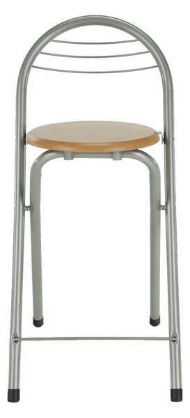 Scaun bar BOXER, stejar/aluminiu, 36x44x80 cm