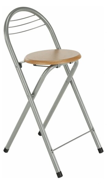 Scaun bar BOXER, stejar/aluminiu, 36x44x80 cm