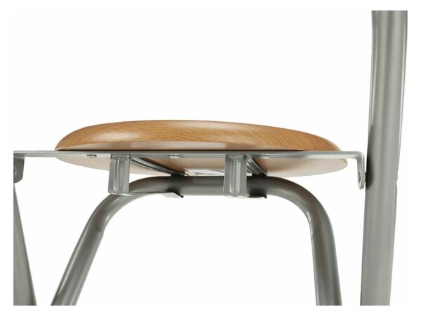 Scaun bar BOXER, stejar/aluminiu, 36x44x80 cm