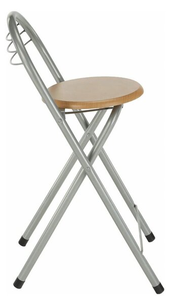 Scaun bar BOXER, stejar/aluminiu, 36x44x80 cm