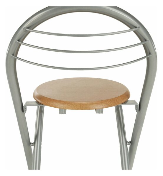 Scaun bar BOXER, stejar/aluminiu, 36x44x80 cm