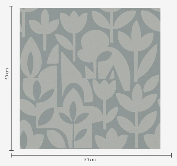 Tapet Siluete florale geometrice în albastru ardezie, Tapet flori, a00875 : Uwalls.ro