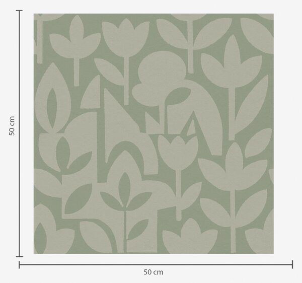 Tapet Siluete florale geometrice în nuanțe delicate de salvie, Tapet flori, a00875v1 : Uwalls.ro