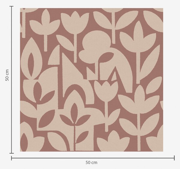 Tapet Siluete florale geometrice în teracotă și crem, Tapet flori, a00875v2 : Uwalls.ro