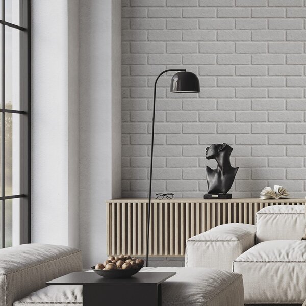 Tapet Textură de cărămidă albă, dispunere orizontală, Tapet loft, a00877 : Uwalls.ro