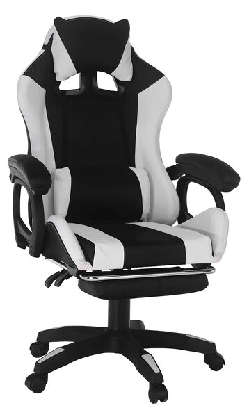 Scaun de birou JOVELA, negru/alb, piele ecologica, 65x65x114/124 cm