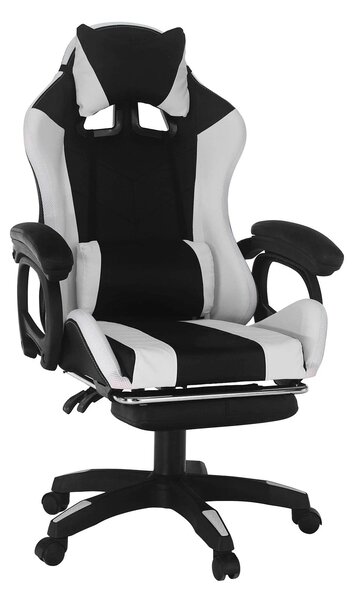 Scaun de birou JOVELA, negru/alb, piele ecologica, 65x65x114/124 cm