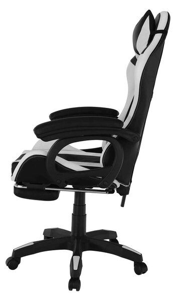 Scaun de birou JOVELA, negru/alb, piele ecologica, 65x65x114/124 cm