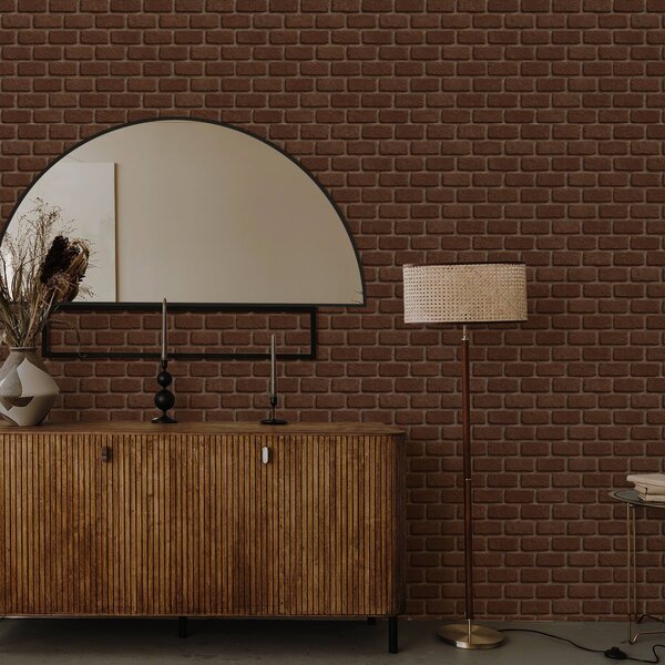 Tapet Textură rustică de cărămidă maro, Tapet loft, a00879 : Uwalls.ro