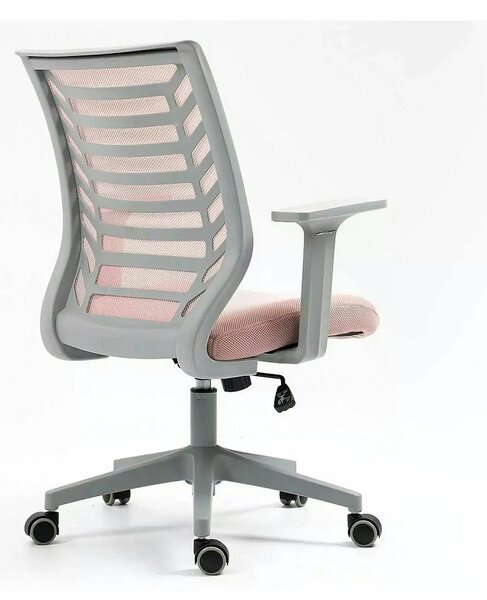 Scaun birou Q-320, roz/gri, stofa/plastic, 60x44x93/103 cm