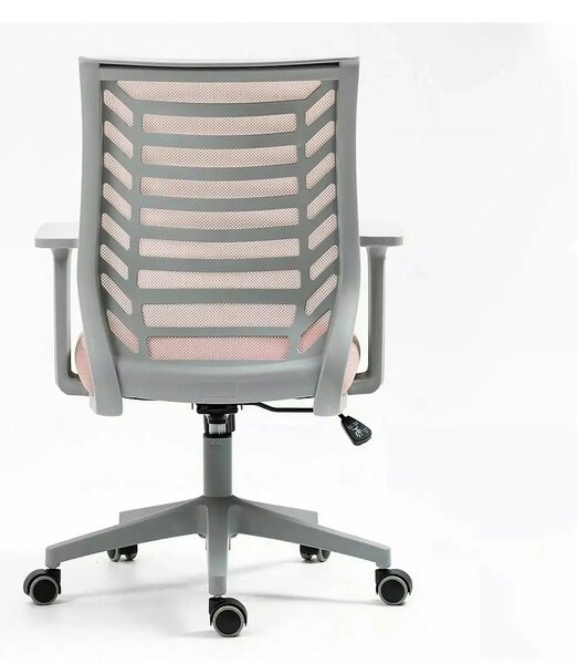 Scaun birou Q-320, roz/gri, stofa/plastic, 60x44x93/103 cm