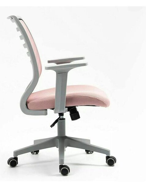 Scaun birou Q-320, roz/gri, stofa/plastic, 60x44x93/103 cm