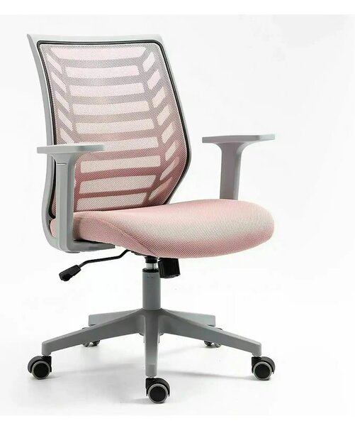 Scaun birou Q-320, roz/gri, stofa/plastic, 60x44x93/103 cm