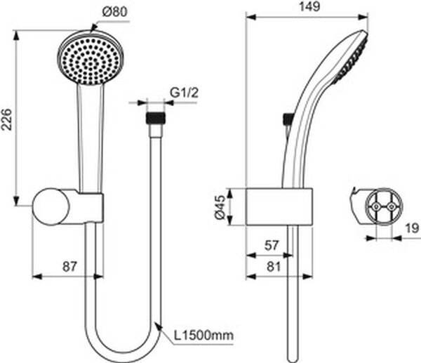 Ideal Standard Rain set de duș perete crom B9506AA