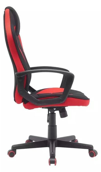 Scaun birou DAKAR, negru/rosu, stofa/plastic, 63x48x106/114 cm