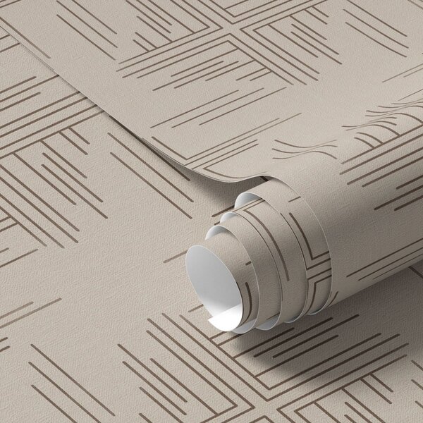 Tapet Grile de linii de cacao cu mici cruci centrale, bej, Tapet abstract, a00911 : Uwalls.ro