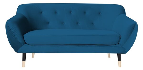 Canapea Mazzini Sofas AMELIE cu picioare negre, albastru, 158 cm