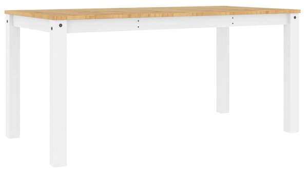 Masă de sufragerie „Panama”, alb, 160x80x75 cm, lemn masiv pin