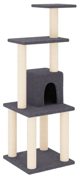 Ansamblu pisici cu stâlpi din funie de sisal, gri închis 105 cm