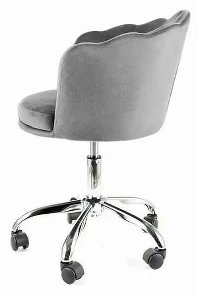 Scaun birou ROSE, gri, stofa catifelata/metal, 56x41x74/82 cm