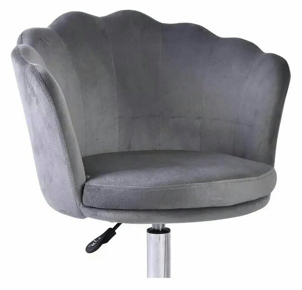 Scaun birou ROSE, gri, stofa catifelata/metal, 56x41x74/82 cm
