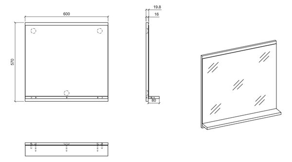 Comad Nova Oak oglindă 60x57 cm pătrat lemn NOVA OAK A 84-60