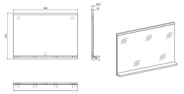 Comad Nova Oak oglindă 80x57 cm dreptunghiular lemn NOVA OAK A 84-80
