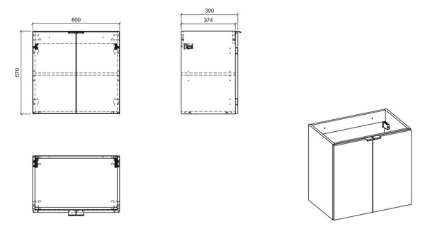 Comad Nova Oak dulap 60x39x57 cm stejar NOVA OAK A 82-60-2D