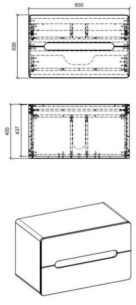 Comad Aruba Craft dulap 80x46x53 cm sub chiuveta pe perete stejar ARUBA CRAFT 829-UN-80CM FSC