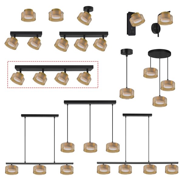 Brilagi - LED Spot AURA LUX, 4x GX53, 30W, 230V, negru/auriu