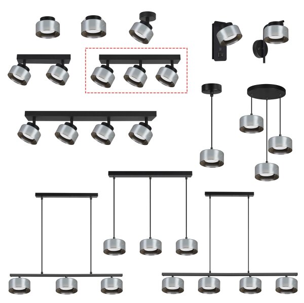 Brilagi - LED Spot AURA LUX 3xGX53/30W/230V negru/fumuriu
