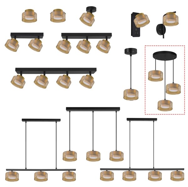 Brilagi - Lustru LED suspendat pe cablu AURA LUX 3xGX53/13W/230V negru/auriu