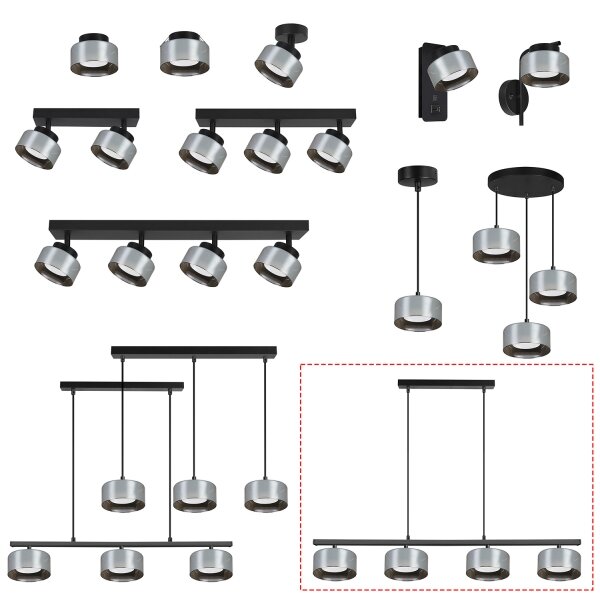 Brilagi - LED Lustră AURA LUX suspendată pe cablu 4xGX53/30W/230V negru/fumuriu