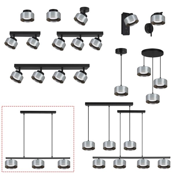 Brilagi - LED Lustră suspendată pe cablu AURA LUX 3xGX53/30W/230V, negru/fumuriu