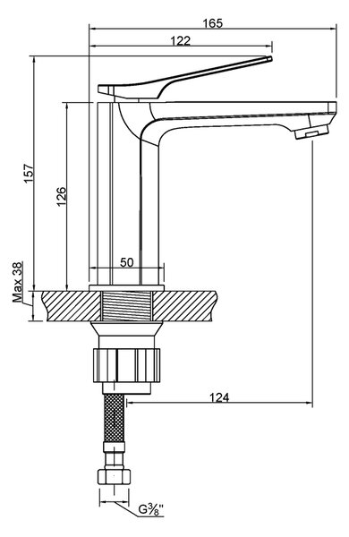 Invena Neri baterie lavoar stativ cupru BU-P1-014