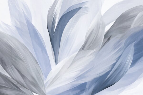 Tapet Pene abstracte texturate în albastru, alb și gri și diverse nuanțe, suprapuse pe un fundal alb, Fototapet Abstract, w09531v1 : Uwalls.ro
