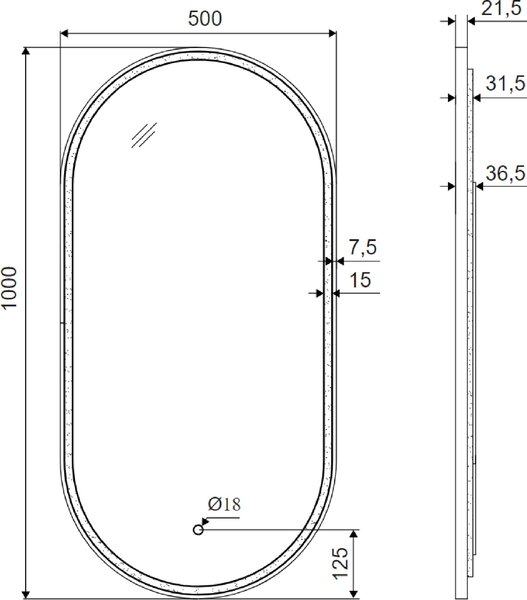Excellent Corido oglindă 50x100 cm oval cu iluminare cu covoraș de încălzire DOEX.CO100.050.CB