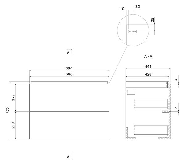 Cersanit Larga lavoar cu dulap 80 cm alb S801-575