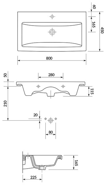 Cersanit Larga lavoar cu dulap 80 cm alb S801-575