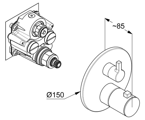 Kludi Nova Fonte Puristic baterie de duș ascuns cu termostat alb 208855315