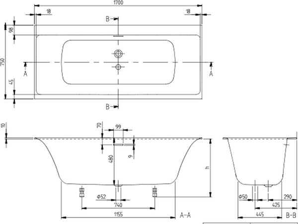 Villeroy & Boch Subway 3.0 cada dreptunghiulară 170x75 cm alb UBQ170SBW2TDV-RW