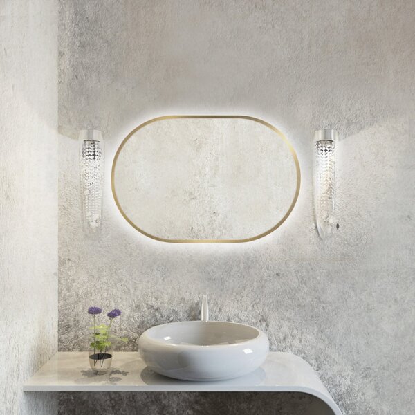 Baltica Design Tiny Border Pastille oglindă 50x100 cm oval cu iluminare auriu 5904107928982
