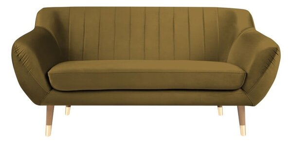 Canapea cu tapițerie din catifea Mazzini Sofas Benito, auriu, 158 cm