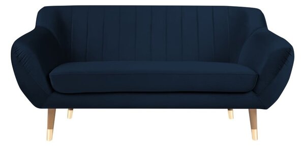 Canapea cu tapițerie din catifea Mazzini Sofas Benito, albastru închis, 158 cm