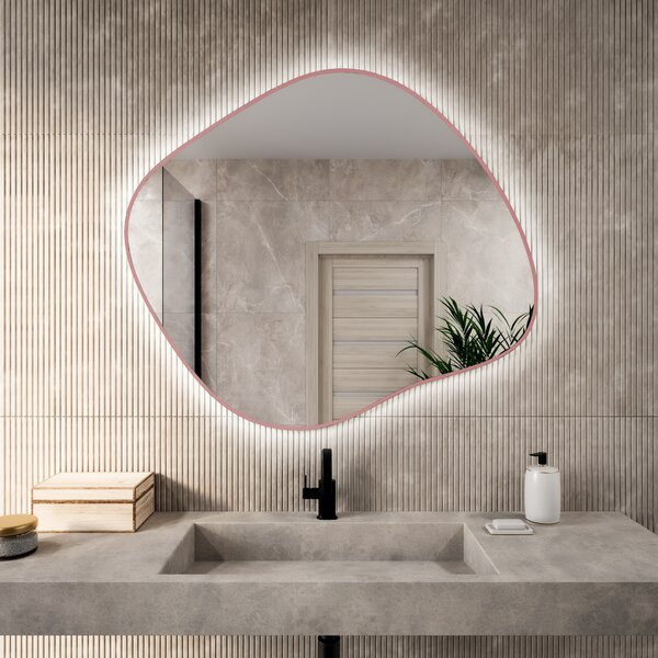 Baltica Design Bright Stain III oglindă 70x60 cm cu iluminare roz 5904107932033