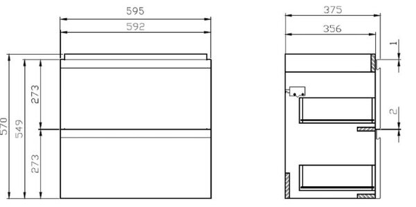 Cersanit Moduo dulap din set de baie 59.5x37.5x57 cm sub chiuveta pe perete alb S590-004-DSM