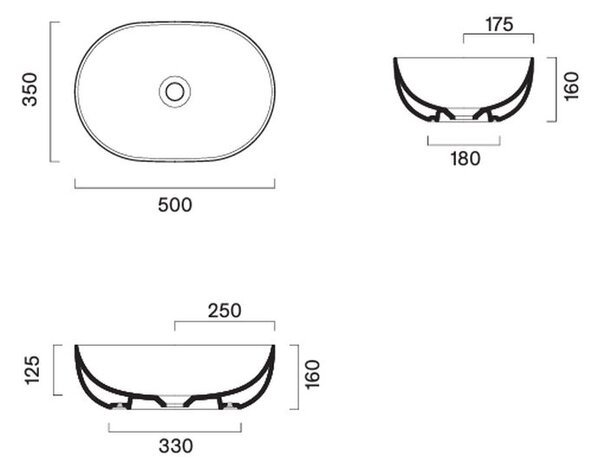 Catalano Sfera lavoar 50x35 cm ovale de blat mat 0522500030