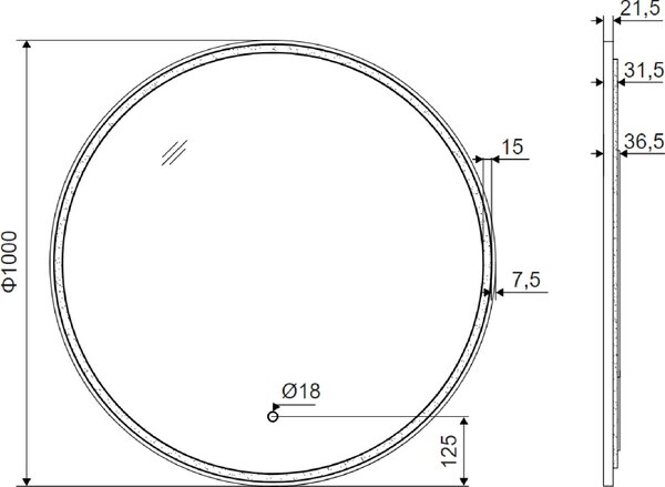 Excellent Corido oglindă 100x100 cm rotund cu iluminare cu covoraș de încălzire auriu DOEX.CO100.GB